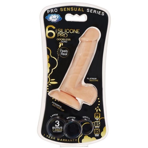 Pro Sensual Premium Silicone Dong W/ 3 C Rings Flesh 6 "