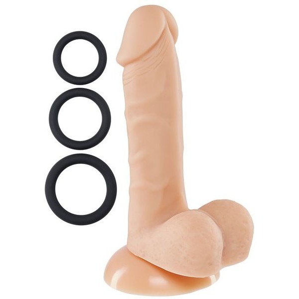 Pro Sensual Premium Silicone Dong W/ 3 C Rings Flesh 6 "