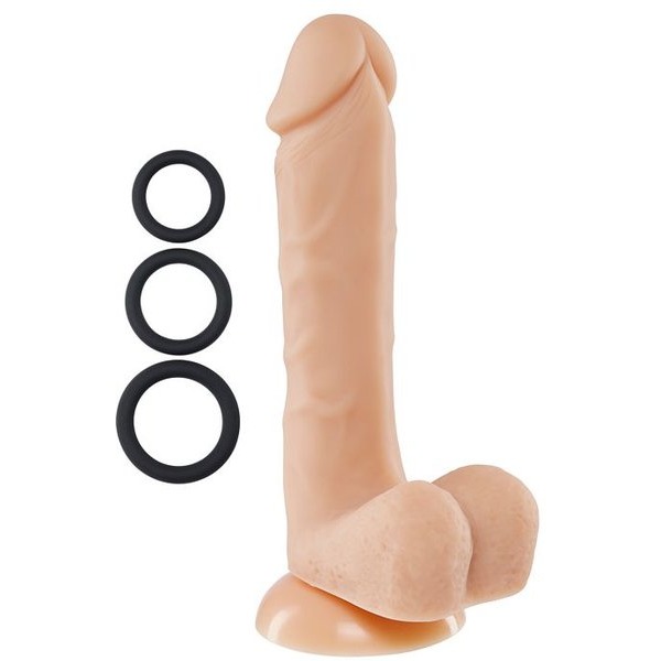 Pro Sensual Premium Silicone Dong W/ 3 C Rings Flesh 8 "